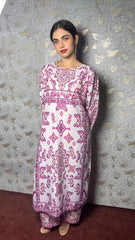 Pink Printed 3 Piece Suit – Elegant Winter Collection